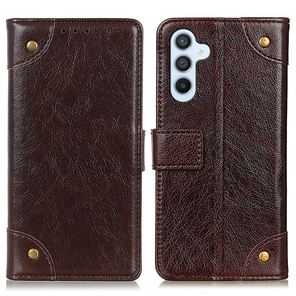 For Samsung Galaxy F34 5G M34 5G Wallet Stand Phone Case PU Leather Brass Button Decor Phone Cover For Samsung Galaxy F34 5G M34 5G Wallet Stand Phone Case PU Leather Brass Button Decor Phone Cover